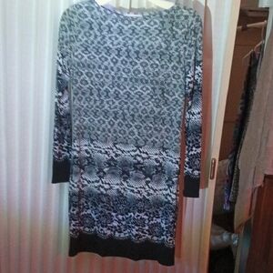 Michael Kors Black and Gray Long Sleeve Dress